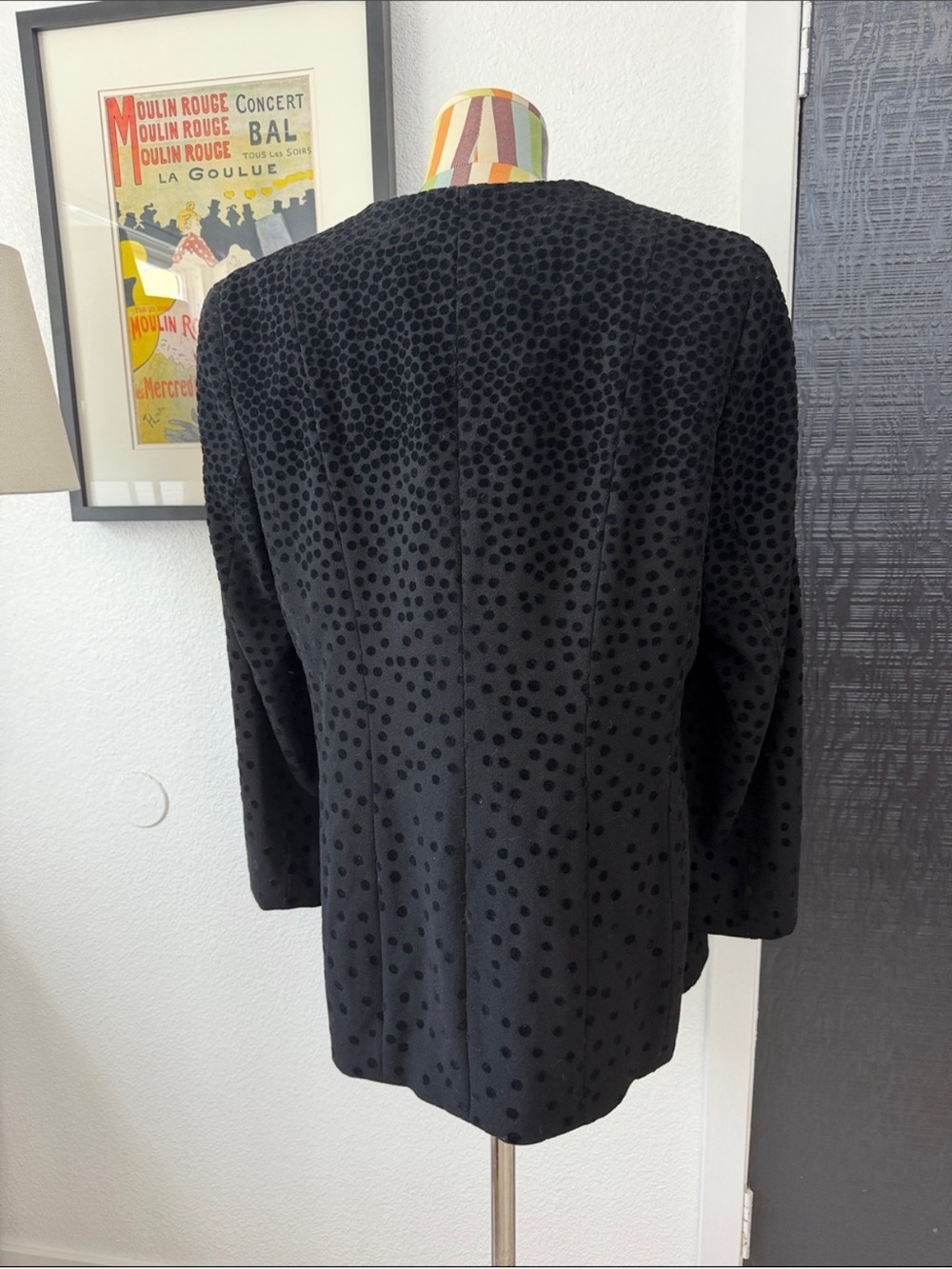 Louis Feraud Pure Wool Velvet Polka Dot Blazer Jacket - Picture 4 of 7